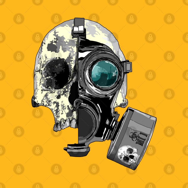 Skull with gas mask by M[ ]