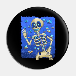 The Blue Butterfly Dreamer Skeleton - Día De Los Muertos - Butterfly lover Pin