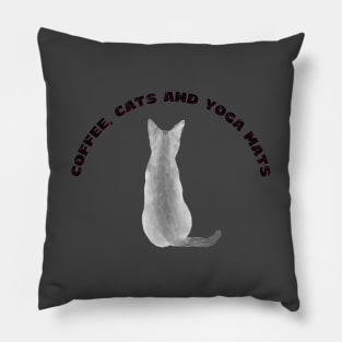 Coffee cats and yoga mats funny yoga and cat drawing Pillow