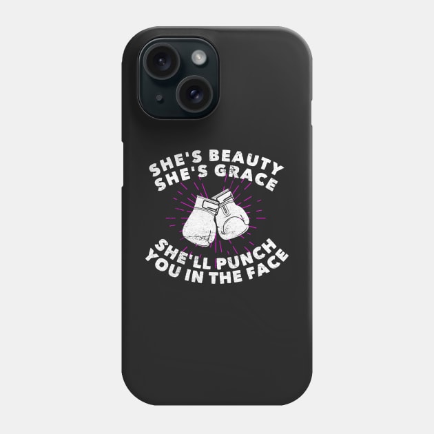 Girls Boxing She's Beauty Grace Distressed Female Boxer Phone Case by markz66