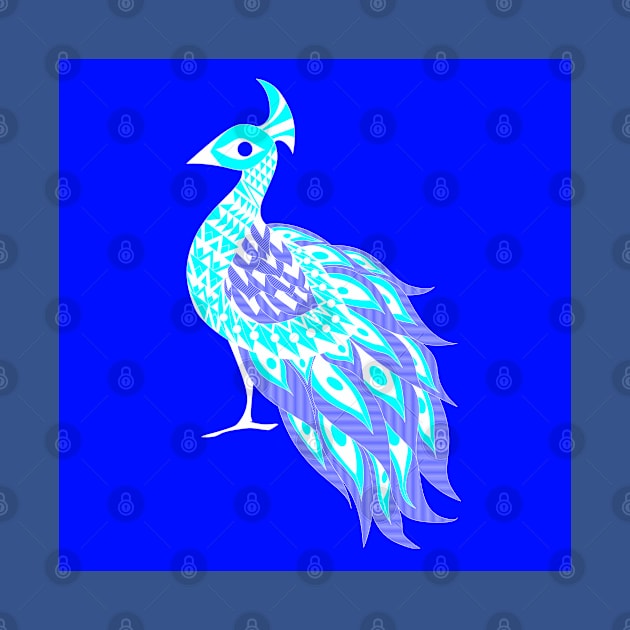 blue shining phoenix peacock ecopop pattern by jorge_lebeau