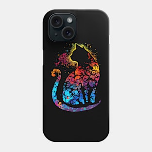 Psychedelic Cat Silhouette #1 Phone Case