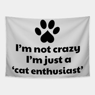 I'm not a crazy, I'm a cat enthusiast Tapestry