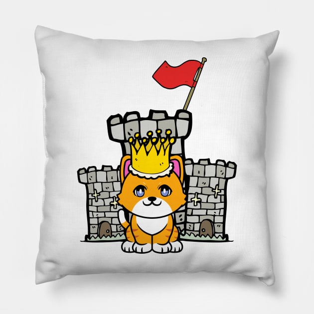 Cute orange cat is king of the castle Pillow by Pet Station