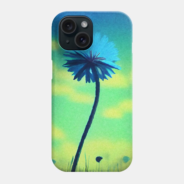 Blue Dandelion against a summer sky - Abstract style painting Phone Case by Off the Page