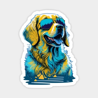 Cool Golden Retrievers Dog with Sunglasses Magnet