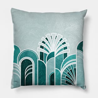 Blue Geometric Art Deco Print Pillow