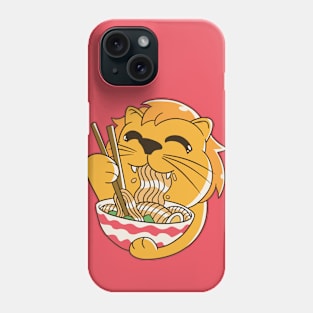 Cute Cartoon Lion Eating Ramen Phone Case