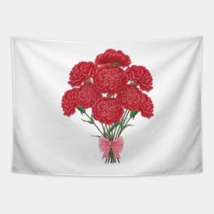 Carnation Bouquet Pink Ribbon Tapestry