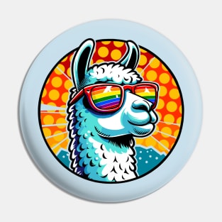 Gay Pride Cool Llama with Sunglasses Pin