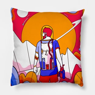 Red sky spaceman Pillow