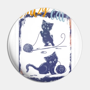 Cats playing with balls of yarn Funny T-shirt 05 Pin