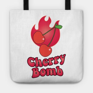 Cherry Bomb and Red Flaming Design Tote