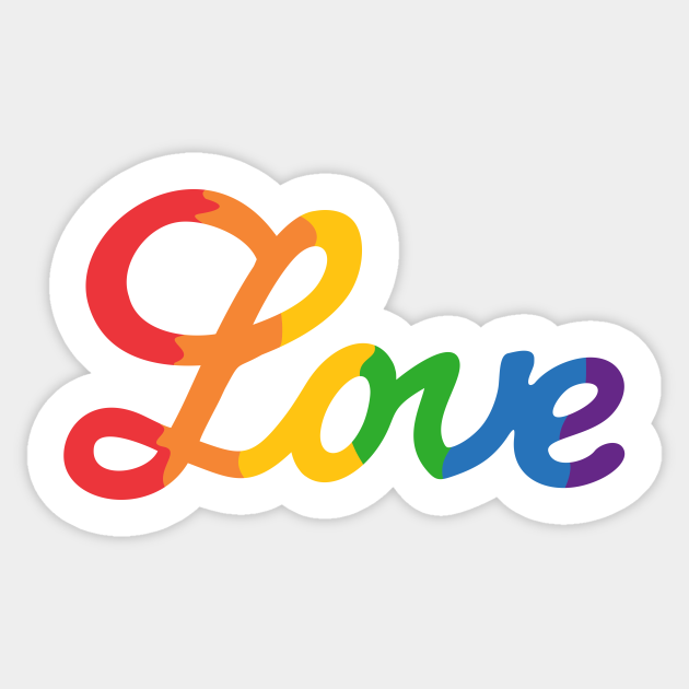 Rainbow Love Handwritten text - Rainbow Love - Sticker | TeePublic