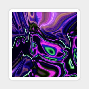 1980s modern girly abstract laser rays neon green purple swirls Magnet