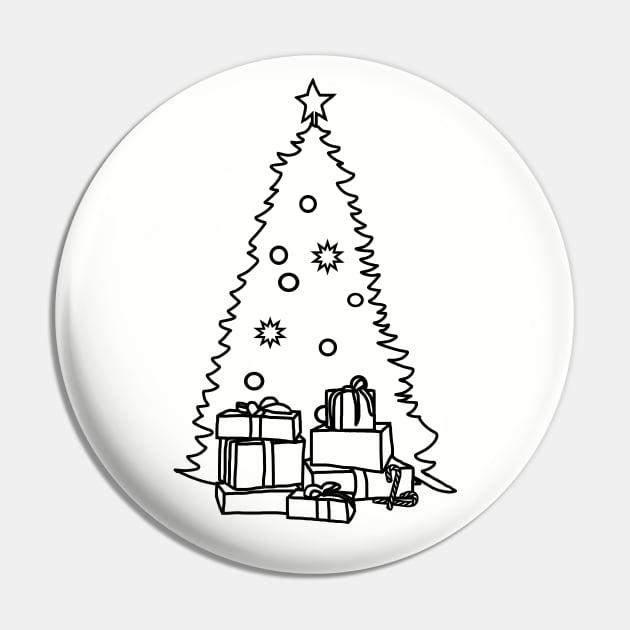 Christmas Tree and Presents Outline Pin by ellenhenryart