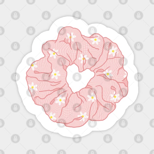 Light pink hair scrunchie with daisies Magnet by Nikamii