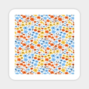 Flower Meadow Blue Orange Yellow Magnet