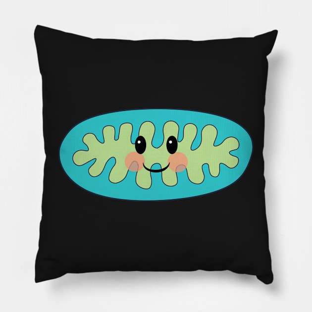 Happy Little Mitochondrion Pillow by StephJChild