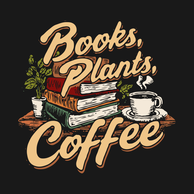 Books Plants Coffee, Funny Retro by Chrislkf