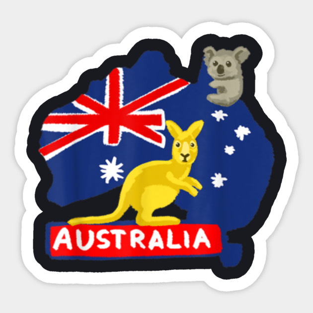 Australia Flag Map Continent Kangaroo Koala T Shirt Gifts Sticker Teepublic