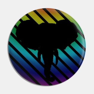 Elephant Head Rainbow Circle Pin