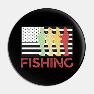 Fishing Team Vintage American Flag Pin