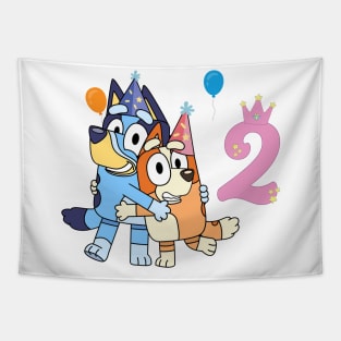 Bluey Happy 2 Years Birthday Tapestry