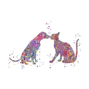 Cat and dog kissing T-Shirt