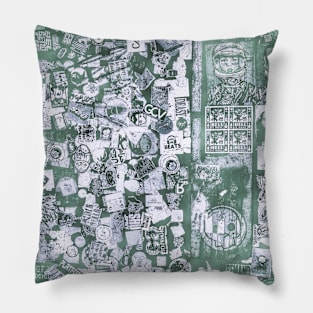 Green Sticker Art NYC Pillow