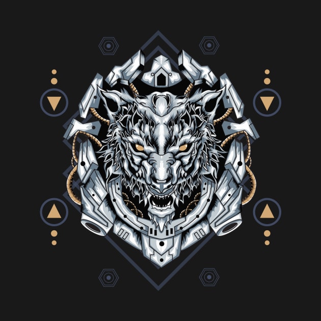 Mecha Wolf Sacred Geometry by Marciano Graphic