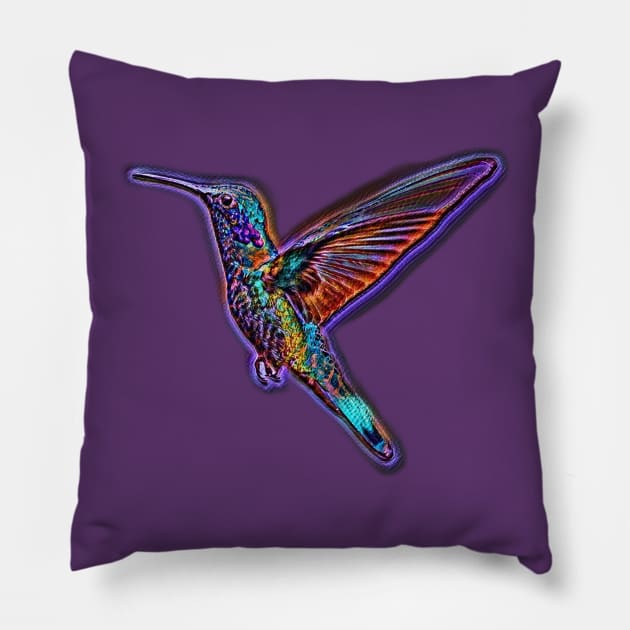 Hummingbird in Flight - Bird Art 1 Pillow by FTLOG