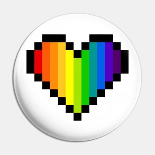 Pixel Art Rainbow Heart - LGBT Pride Pin