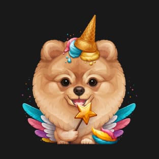 Orange Pomeranian Ice Cream Unicorn T-Shirt