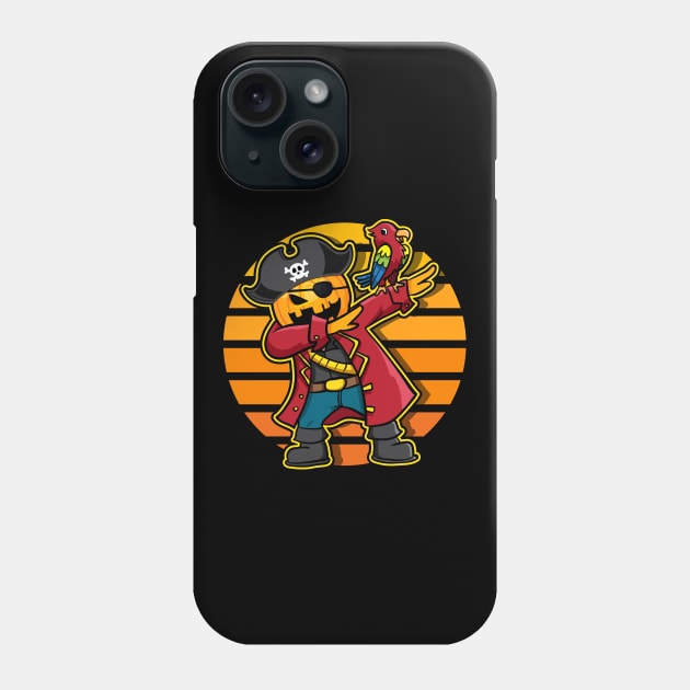 Halloween Dabbing Pumpkin Pirate and Parrot Phone Case by RadStar