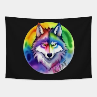 Rainbow Wolf Tapestry