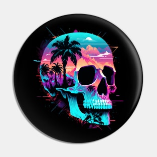 Vaporwave Skull Pin