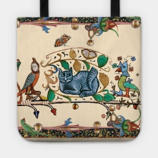 WEIRD MEDIEVAL BESTIARY HUNTER CAT, KNIGHT BIRD AND FALCON MONK Tote