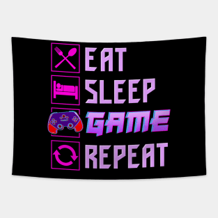 Funny Eat Sleep Game Repeat Anime Gamer Gaming Tapestry