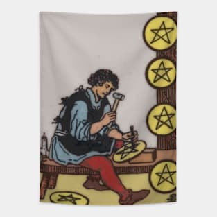 Tarot Card = Eight of Pentacles Tapestry