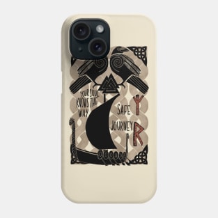 Viking symbols. Raven, Valknut , runes, Celtic knot and ship. Safe journey. Phone Case