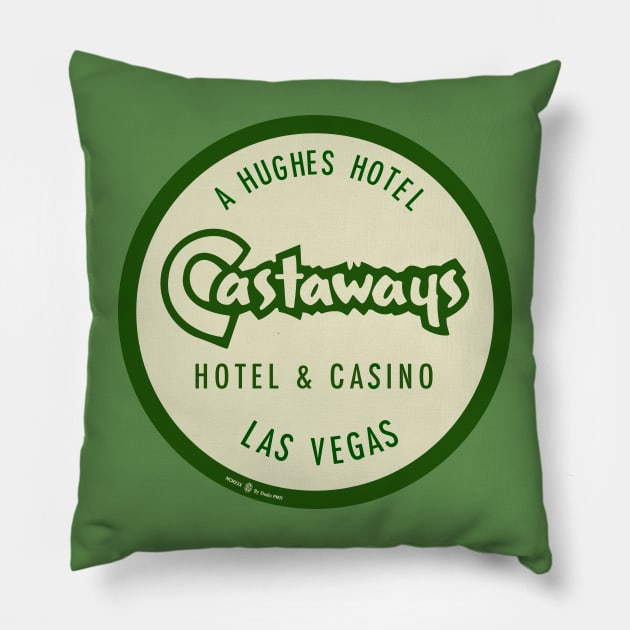 Vintage Castaways Hotel and Casino Las Vegas Pillow by StudioPM71