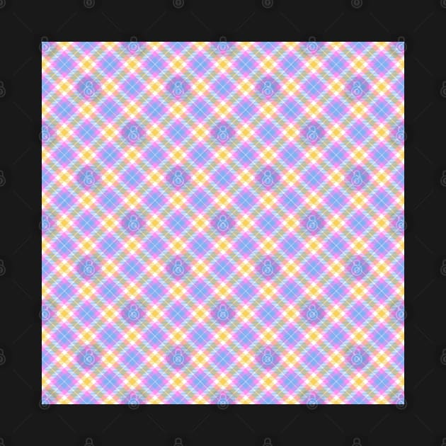 Pink Blue and Yellow Pastel Plaid Pattern by MarjanShop