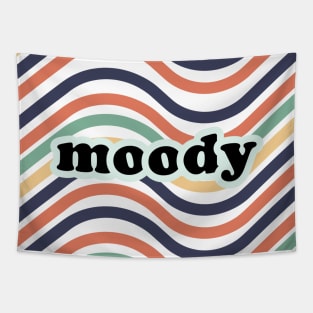 colorful wavy groovy lines with moody phrase on it Tapestry