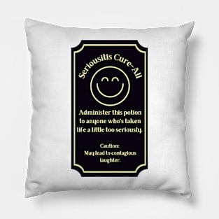 Potion Label: Seriousitis Cure-All, Halloween Pillow