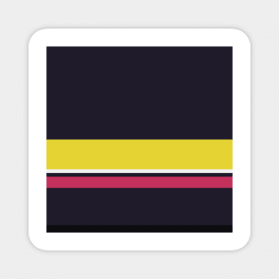 A shocking merger of Very Light Pink, Dark, Almost Black, Dingy Dungeon and Piss Yellow stripes. Magnet