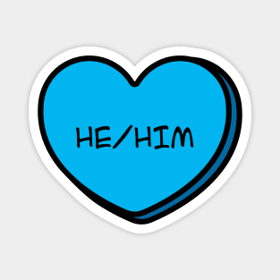 Pronoun He/Him Conversation Heart in Blue Magnet