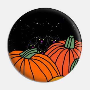 Halloween Pumpkins and Kitties at Night Pin