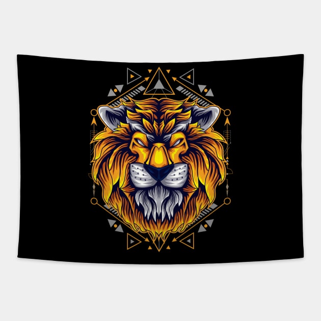 lion retro gold Tapestry by SHINIGAMII