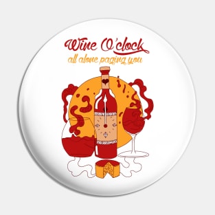 Red and Gold Wine O'Clock Pin